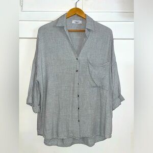 Carly Jean button up, 3/4 length top. Size small.